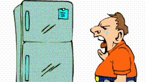 image of a man in front of refrigerator