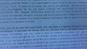 breast cancer examination report