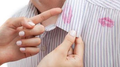 picture of a man with lipstick on his shirt