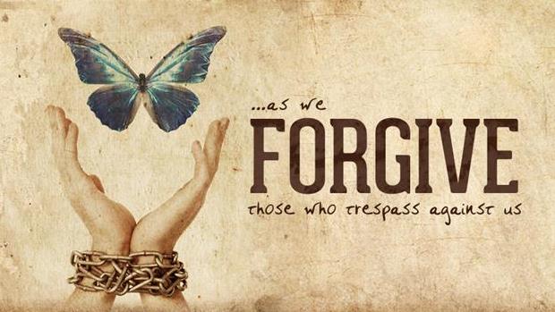 a poster saying 'FORGIVE'