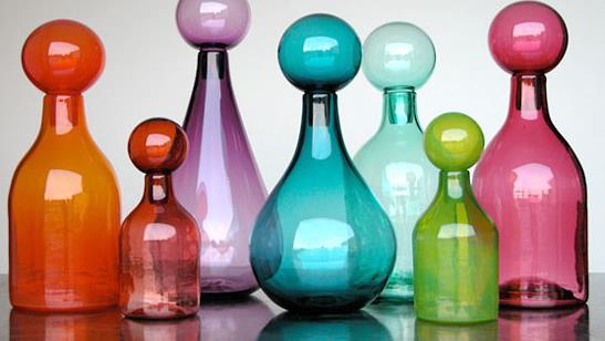 glass bottles in different colors