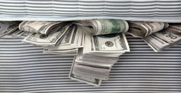Money stuffed in a mattress