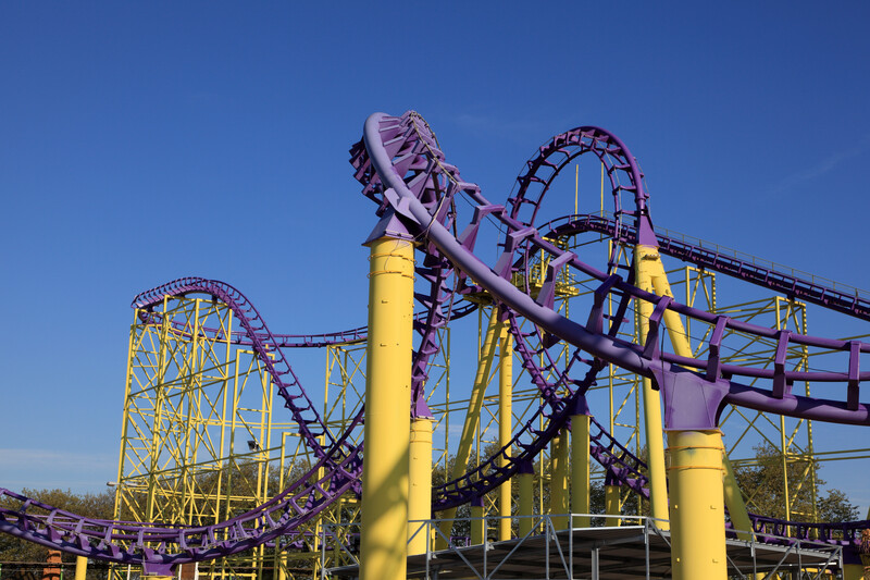 Purple and yellow rollercoaster